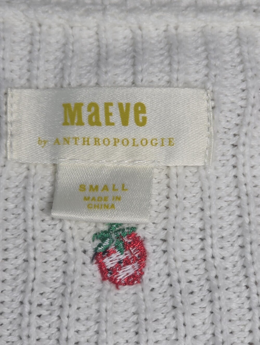 Maeve Embroidered Sweater Top Strawberry - Picture 2 of 7
